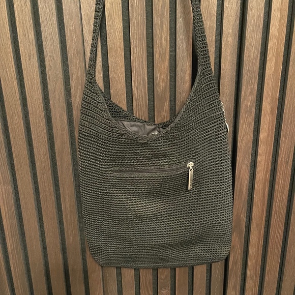 The Sak Handbags - Vintage - THE SAK - Crochet Purse - Black w. Silver Accents